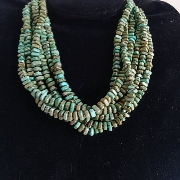 Genuine Signed Silpada 925 and Turqoise 6 Strand Necklace - Picture 1 of 7